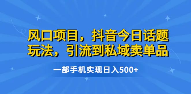 抖音今日话题玩法，引流到私域卖单品，一部手机实现日入500+-梧桐有术