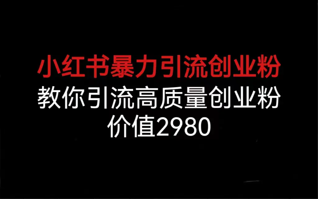 小红书暴力引流创业粉，教你引流高质量创业粉，价值2980-梧桐有术