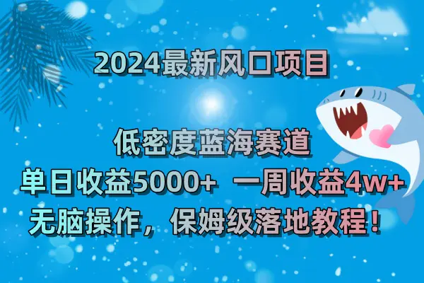 2024最新风口项目 低密度蓝海赛道，日收益5000+周收益4w+…-梧桐有术