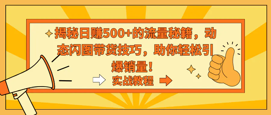 揭秘日赚500+的流量秘籍，动态闪图带货技巧，助你轻松引爆销量！-梧桐有术