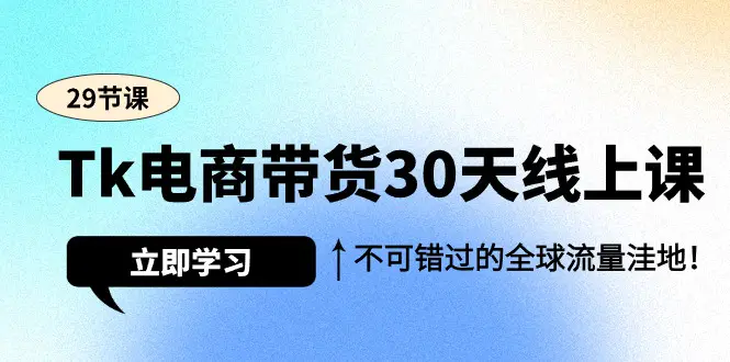 Tk电商带货30天线上课，不可错过的全球流量洼地（29节课）-梧桐有术