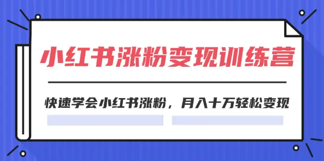 小红书涨粉变现训练营，快速学会小红书涨粉，月入十万轻松变现-梧桐有术