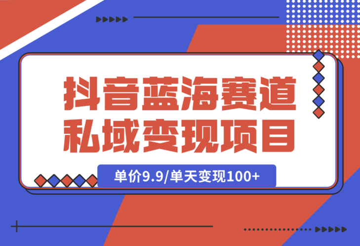 抖音蓝海小赛道私域变现项目，单价9.9/单天变现100+，实操玩法-梧桐有术