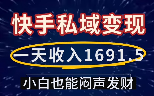 一天收入1691.5，快手私域变现，小白也能闷声发财-梧桐有术